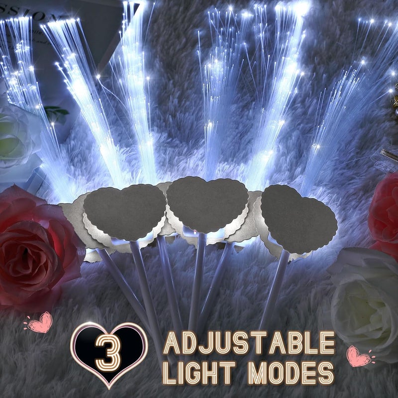 Tujoe 50 Pcs Fiber Optic Wands Wedding Sparklers Heart Shape LED Glow Sticks Light up Wand with 3 Light Mode for Valentines Carnival Glow in the Dark Birthday Party Supplies Dance Floor Props (White) - Image 4